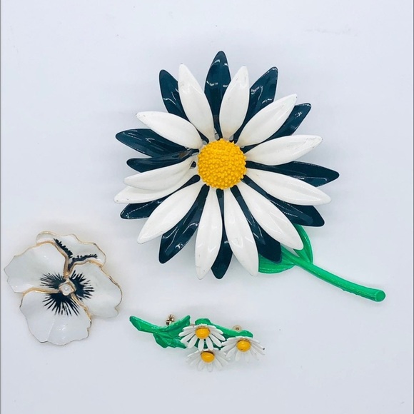 Vintage mod brooch flowers - Picture 5 of 7